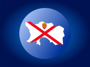 map and flag of Jersey globe illustration